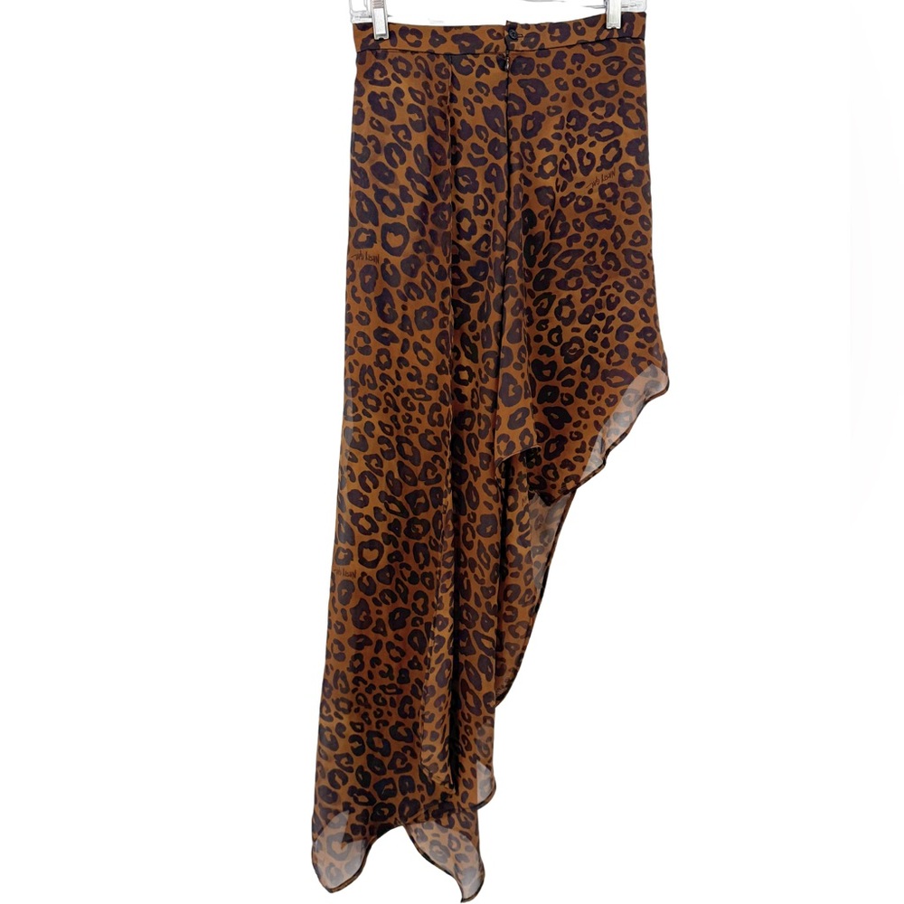 Nasty Gal Leopard Print Asymmetric Sheer Midi Skirt Festival Y2K Indie Sleaze - Picture 10 of 12
